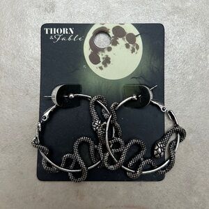 Thorn & Fable Silver Snake Hoop Earrings